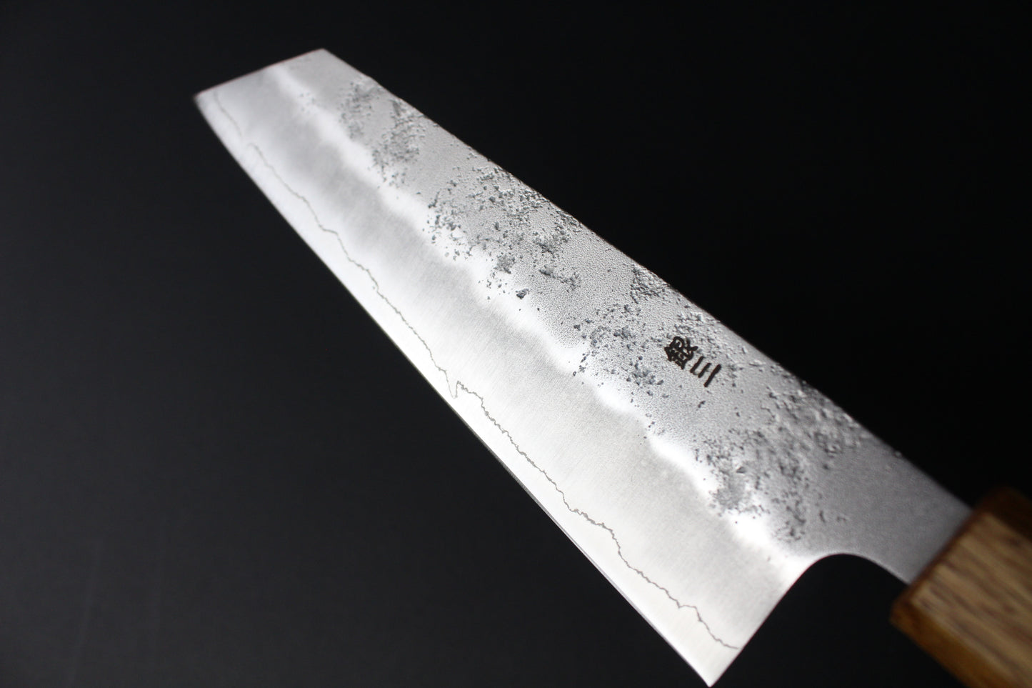 Mikazuki - Ginsan Nashiji Bunka Knife 170mm w/burnt oak handle