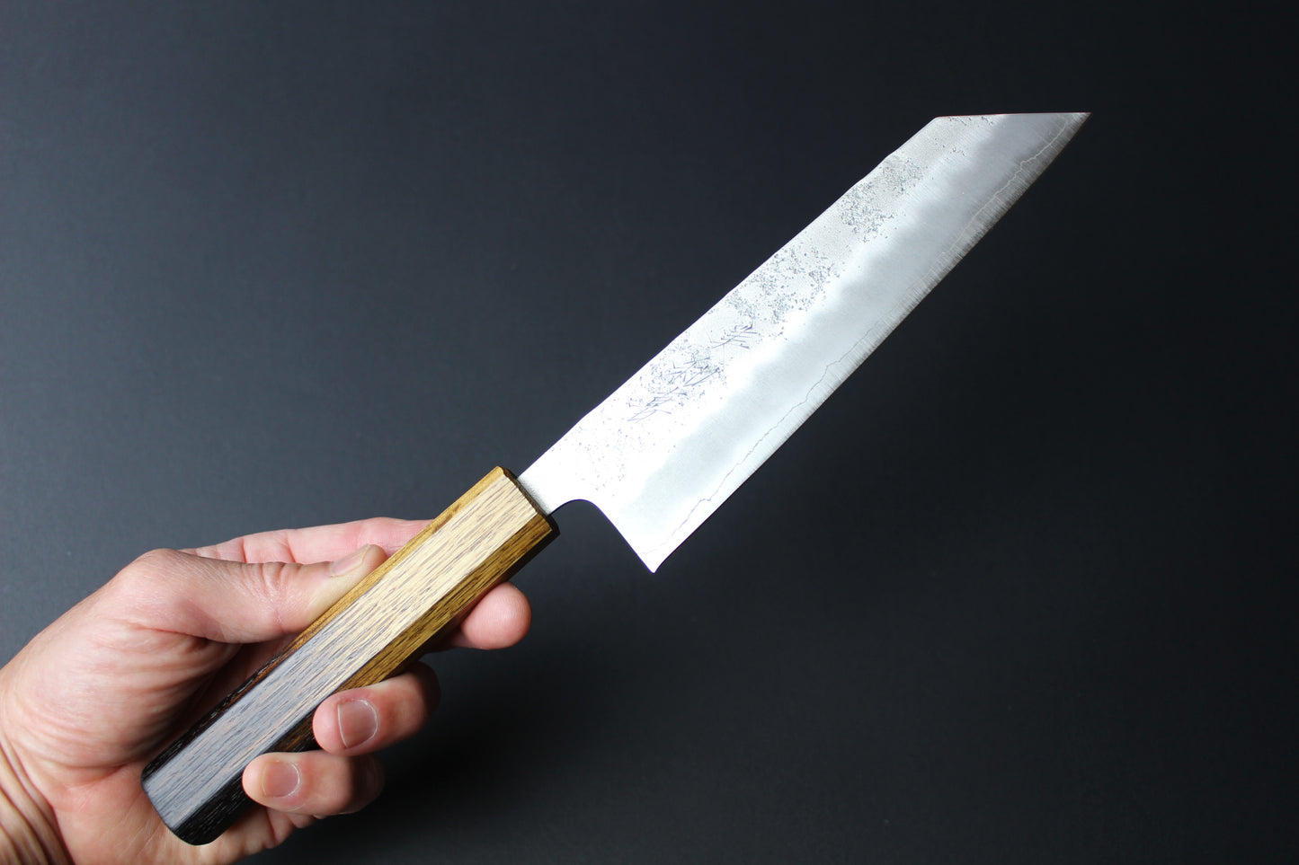 Mikazuki - Ginsan Nashiji Bunka Knife 170mm w/burnt oak handle