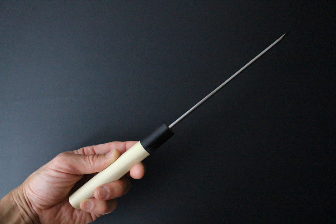 Goh Umanosuke Yoshihiro - Shirogami / White Steel #2 Josaku Series Kenmuki Knife 180mm for Right Hander