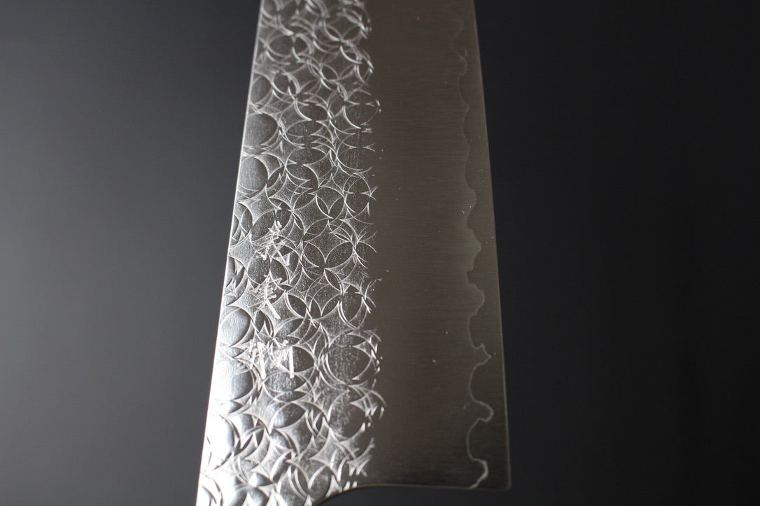 Yoshimi Kato - SG2 Minamo hammered kiritsuke Gyuto Knife 210mm with rosewood handle red ferrule