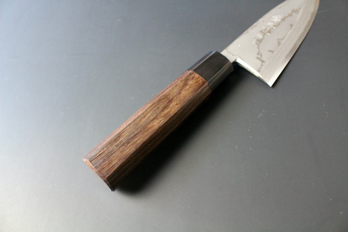 Hideo Kitaoka - Shirogami No2 Damascus Deba Knife 150mm with octagonal rosewood handle (For right hander)
