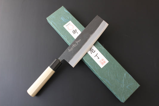 Mikazuki - Shirogami No2 Kurouchi Nakiri Knife 165mm