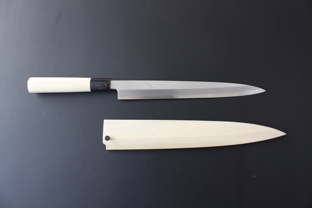Mikazuki - Shirogami / White Steel #2 Yanagiba Sashimi Knife 240mm W/Saya (for Right Hander)