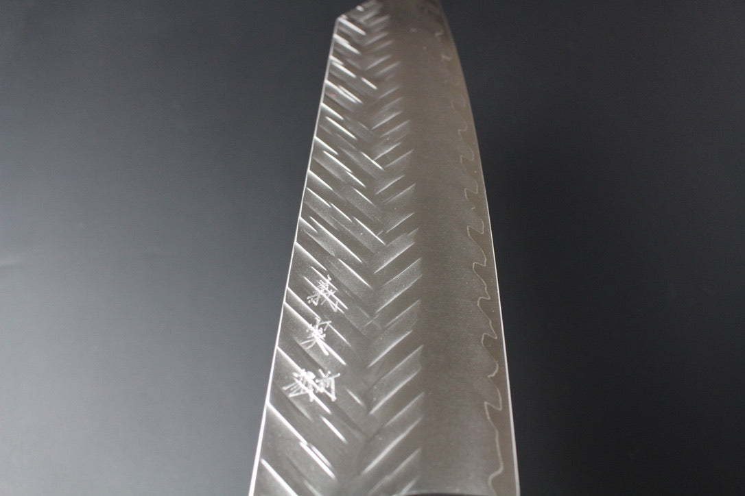 Yoshimi Kato - SG2 V hammered Bunka Knife 170mm with lacquered burned oak handle