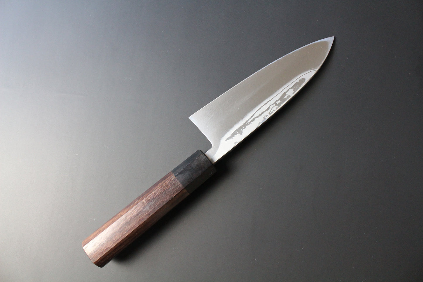 Hideo Kitaoka - Shirogami No2 Damascus Deba Knife 150mm with octagonal rosewood handle (For right hander)