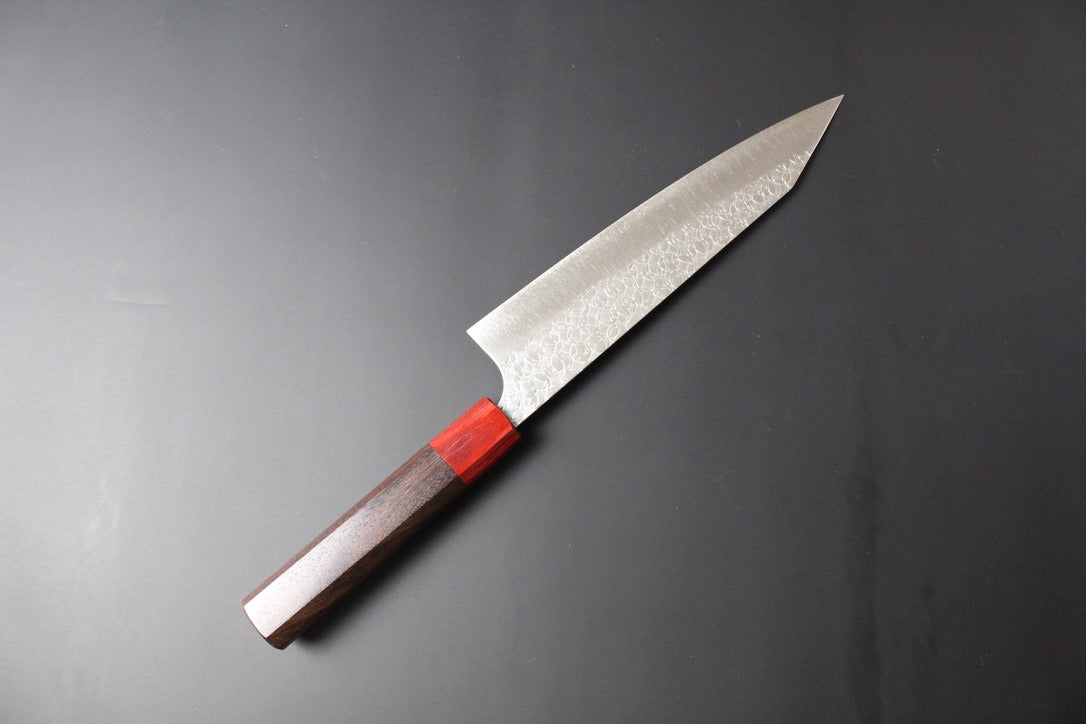 Yoshimi Kato - SG2 Minamo hammered kiritsuke Gyuto Knife 210mm with rosewood handle red ferrule