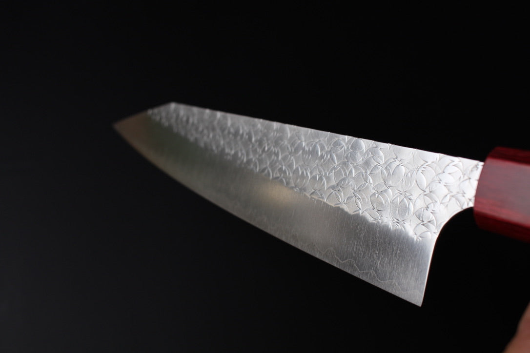 Yoshimi Kato - SG2 Minamo hammered kiritsuke Gyuto Knife 210mm with rosewood handle red ferrule