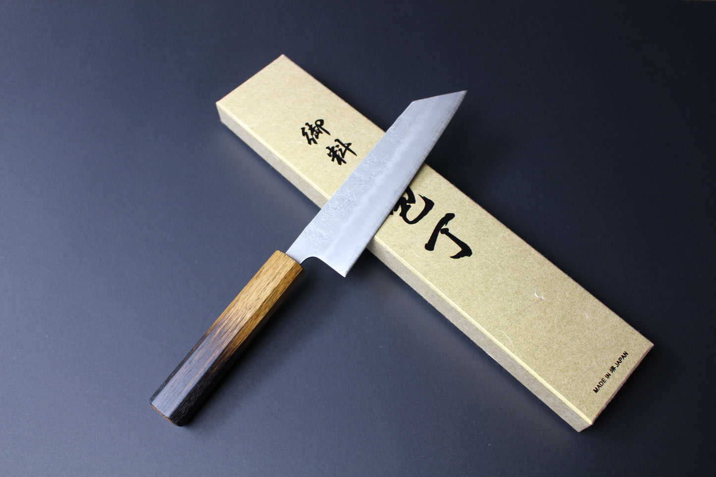 Mikazuki - Ginsan Nashiji Bunka Knife 170mm w/burnt oak handle