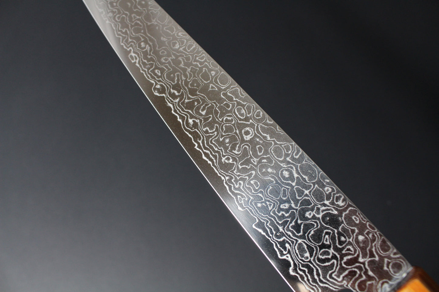Mikazuki - AUS10 Polished Damascus Sujihiki Knife 240mm w/Octagonal rosewood handle