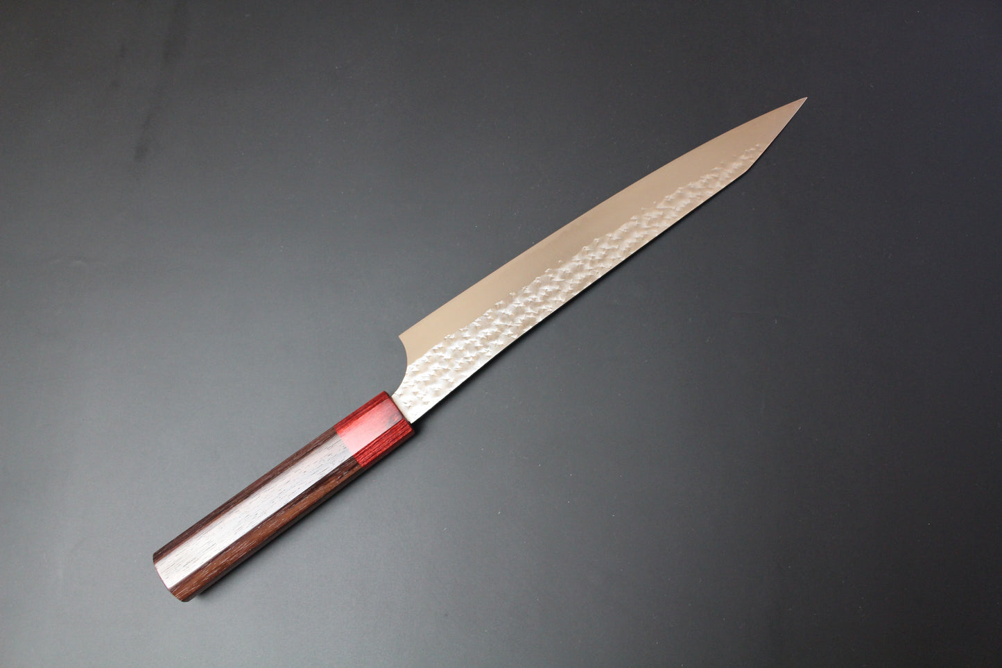 Yu Kurosaki - SG2 Hammered "Senko Ei" Sujihiki Knife 240mm with rosewood handle red ferrule