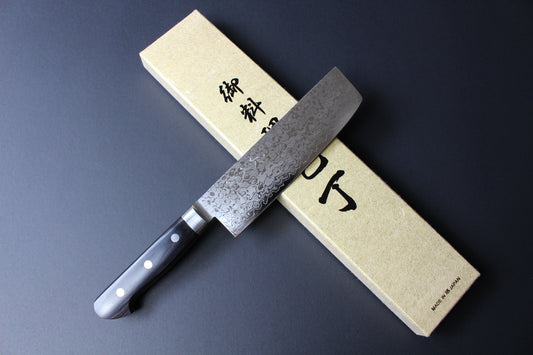 Mikazuki - VG10 Polished Damascus Nakiri Knife 160mm