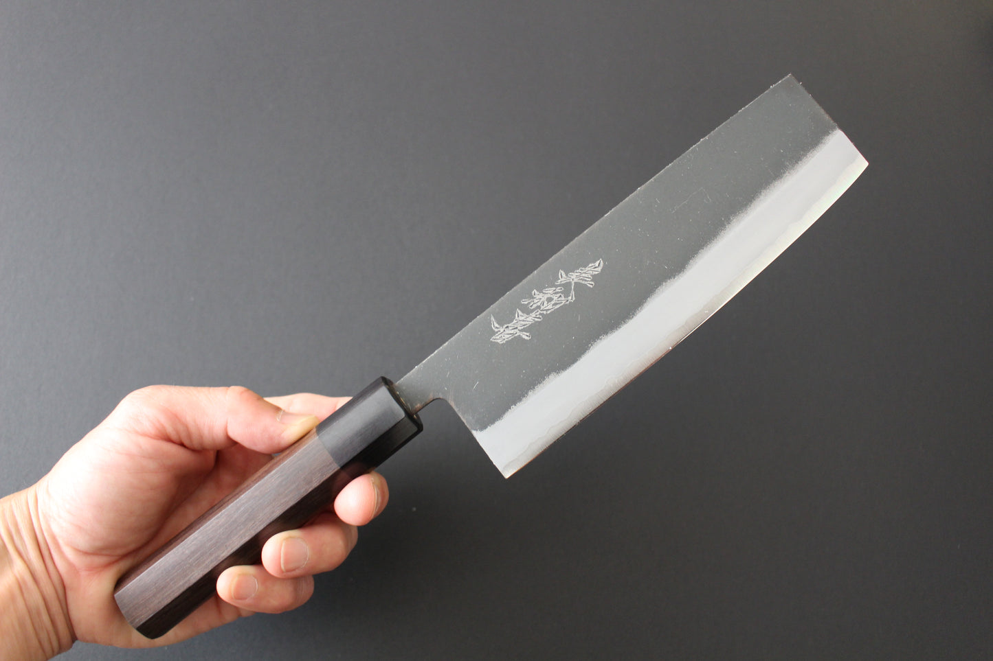 Mikazuki - Shirogami No2 Kurouchi Nakiri Knife 165mm w/rosewood handle