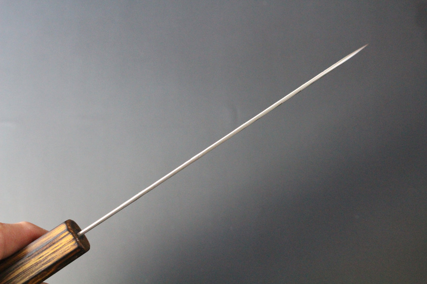 Yoshimi Kato - SG2 V hammered Santoku Knife 170mm with lacquered burned oak handle