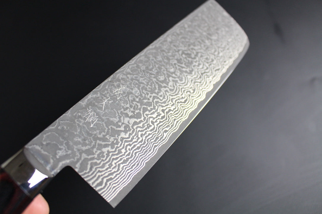 Yoshimi Kato - VG10 Black suminagashi Damascus Nakiri Knife 165mm