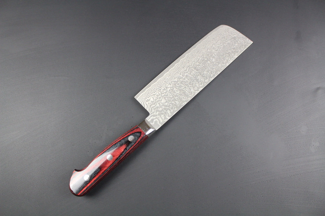 Yoshimi Kato - VG10 Black suminagashi Damascus Nakiri Knife 165mm