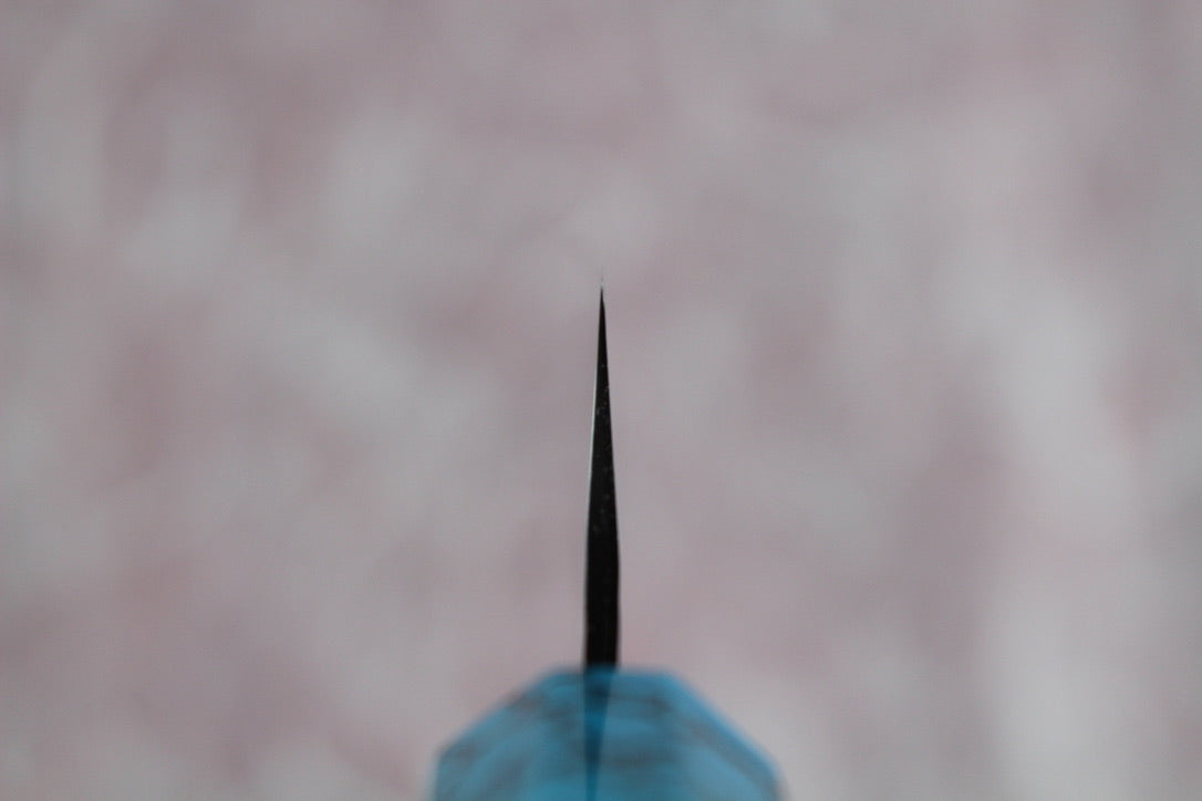 Yu Kurosaki - SG2 Hammered "Senko Ei" Sujihiki Knife 240mm with wenge handle turquoise ferrule