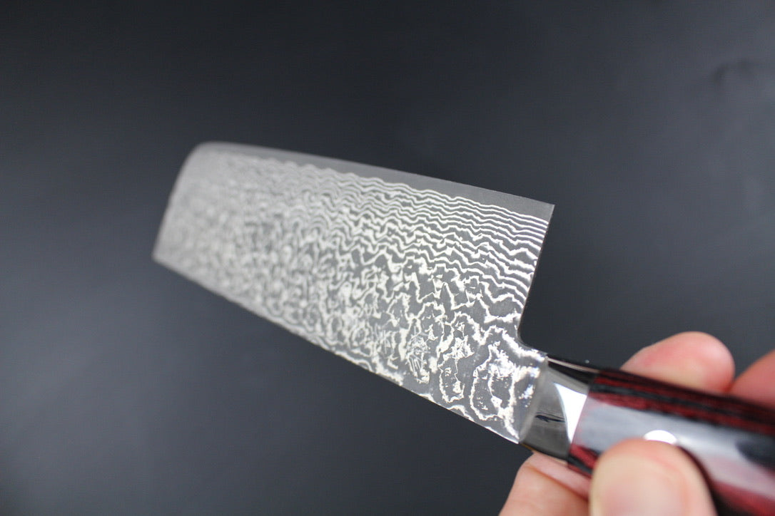 Yoshimi Kato - VG10 Black suminagashi Damascus Nakiri Knife 165mm