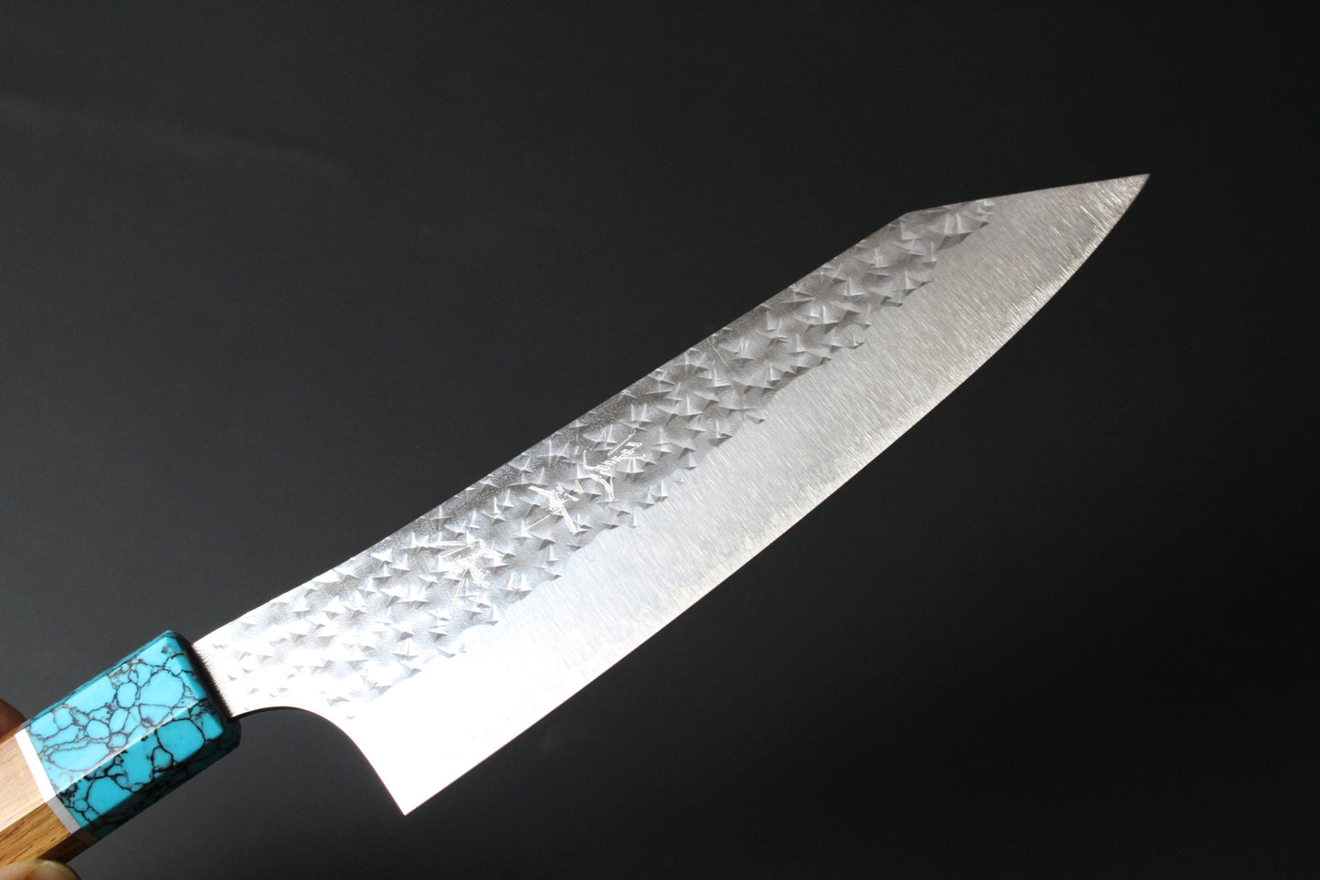 Yu Kurosaki - SG2 Hammered "Senko Ei" Bunka Knife 170mm with wenge handle turquoise ferrule