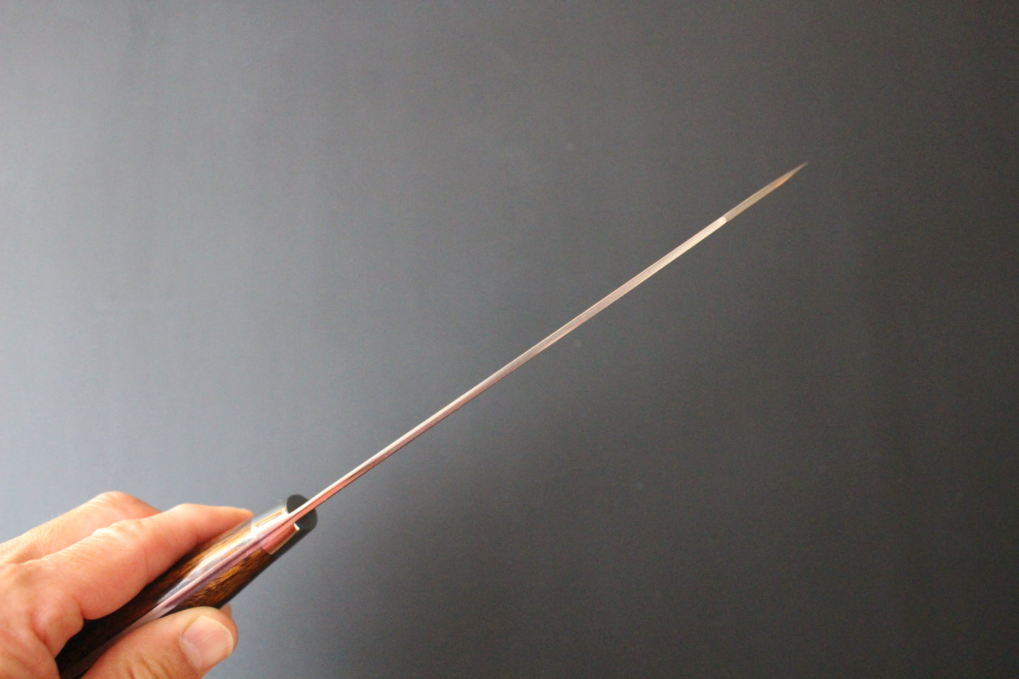 Takeshi Saji - Aogami No2 rainbow colored damascus Bunka Knife 180mm with ironwood handle