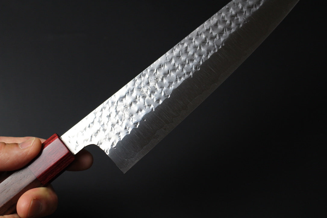 Yu Kurosaki - SG2 Hammered "Senko" Gyuto Knife 210mm with rosewood handle red ferrule
