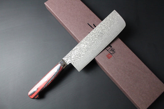 Yoshimi Kato - VG10 Black suminagashi Damascus Nakiri Knife 165mm