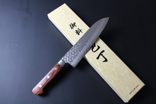 Mikazuki - VG10 hammered damascus Santoku Knife 180mm