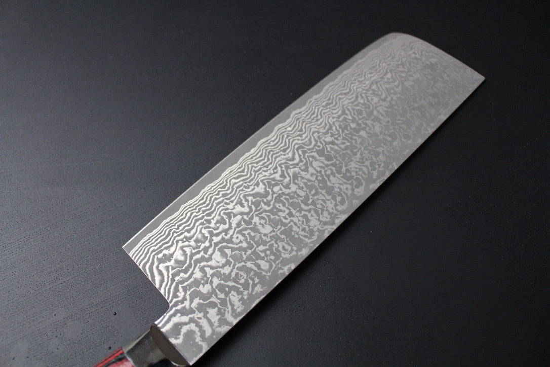 Yoshimi Kato - VG10 Black suminagashi Damascus Nakiri Knife 165mm