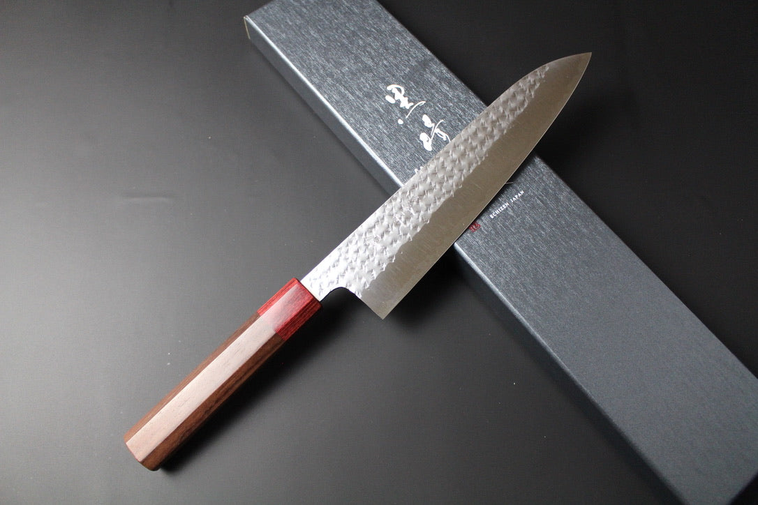 Yu Kurosaki - SG2 Hammered "Senko" Gyuto Knife 210mm with rosewood handle red ferrule