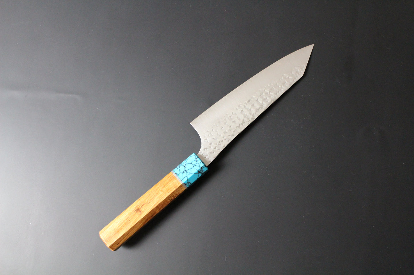 Yu Kurosaki - SG2 Hammered "Senko Ei" Bunka Knife 170mm with wenge handle turquoise ferrule