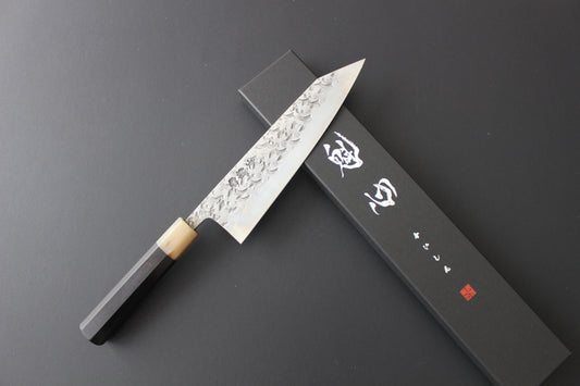 Kisuke Blue #2 Kiritsuke Gyuto 210mm with Kaishin Custom Ebony Handle & Saya