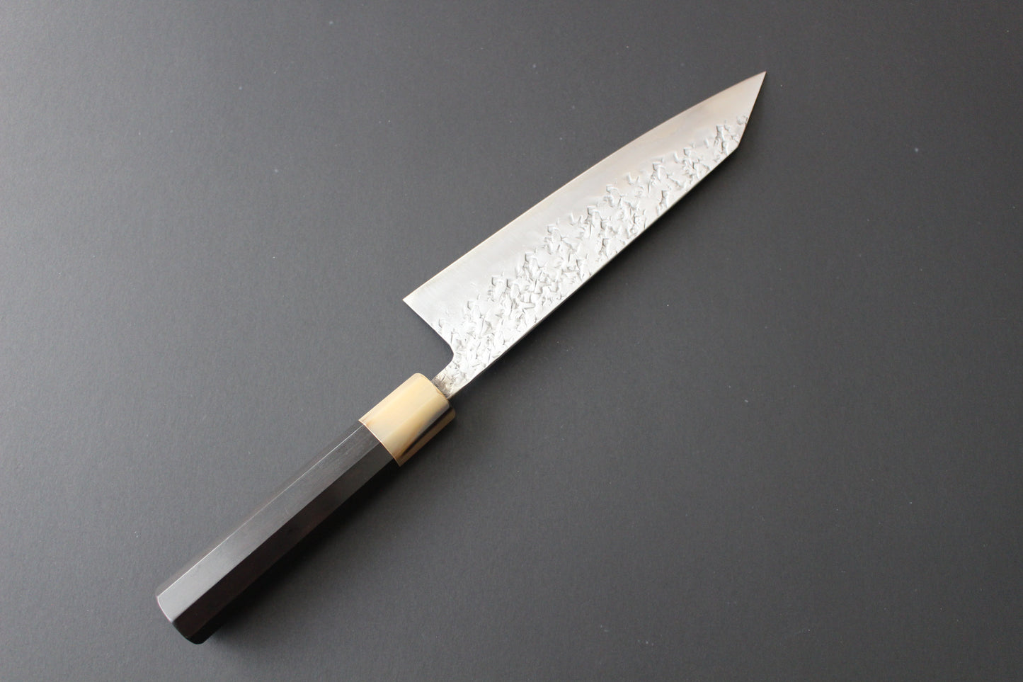 Kisuke Blue #2 Kiritsuke Gyuto 210mm with Kaishin Custom Ebony Handle & Saya