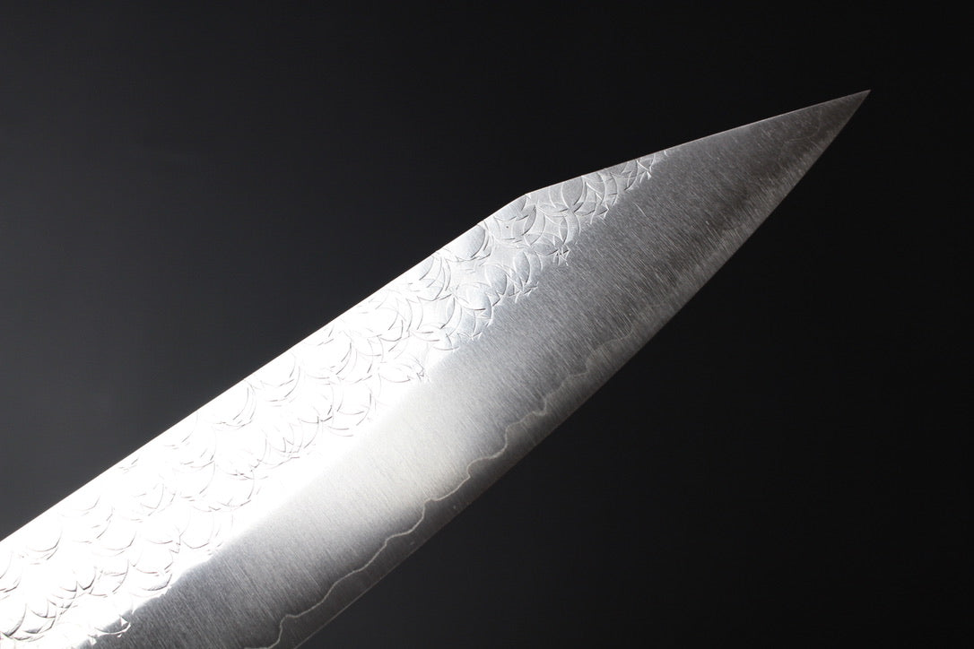 Yoshimi Kato - SG2 Minamo hammered kiritsuke Gyuto Knife 210mm with  rosewood handle red ferrule