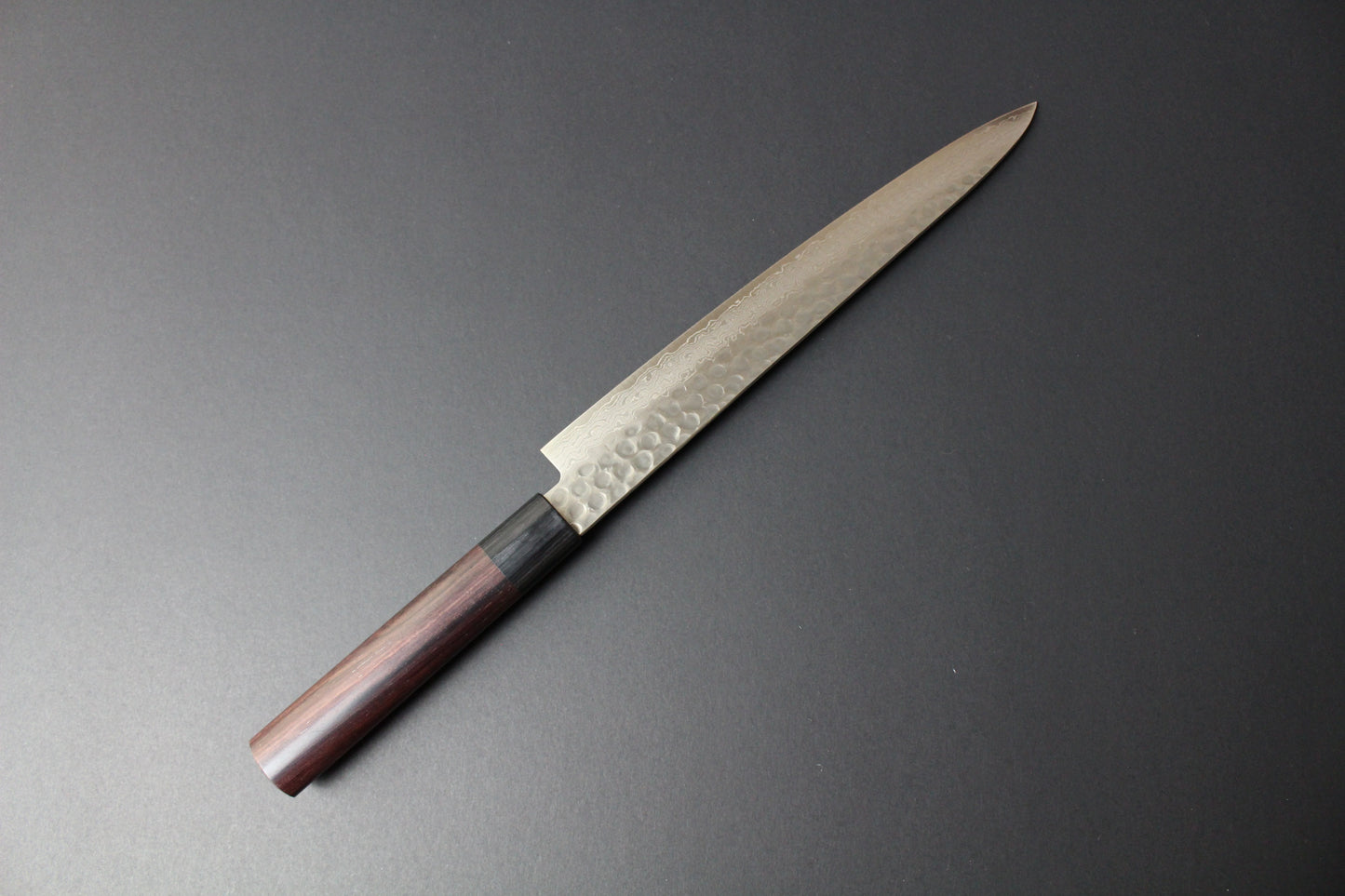 Mikazuki - AUS10 Tsuchime Damascus Sujihiki knife 240mm w/rosewood handle