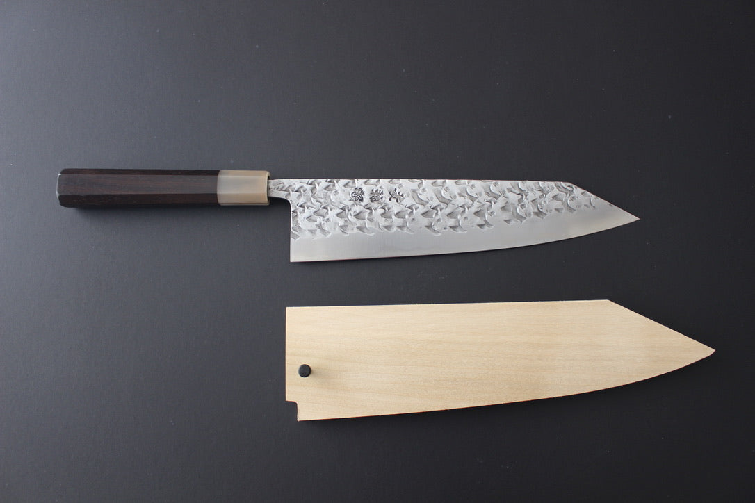 Kisuke Blue #2 Kiritsuke Gyuto 240mm with Kaishin Custom Ebony Handle & Saya