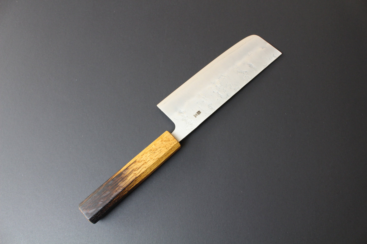 Mikazuki - Ginsan Nashiji Nakiri Knife 165mm w/burnt oak handle