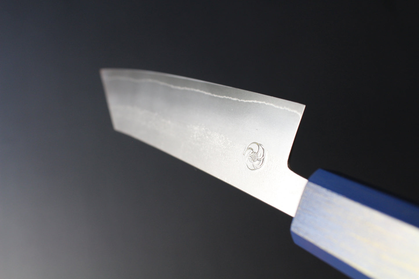 Haruki Miyazaki - Ginsan Petty Knife 150mm with blue urushi lacquered handle