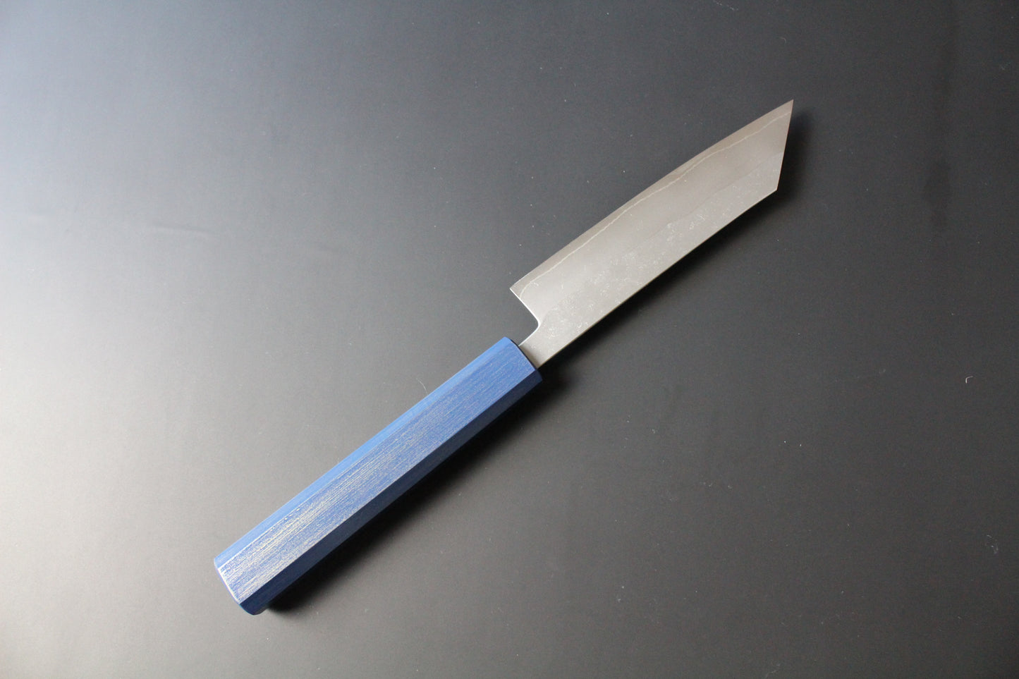 Haruki Miyazaki - Ginsan Petty Knife 150mm with blue urushi lacquered handle