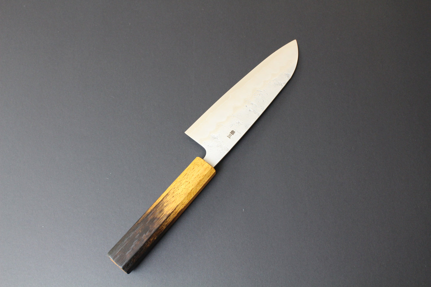 Mikazuki - Ginsan Nashiji Santoku Knife 165mm w/burnt oak handle