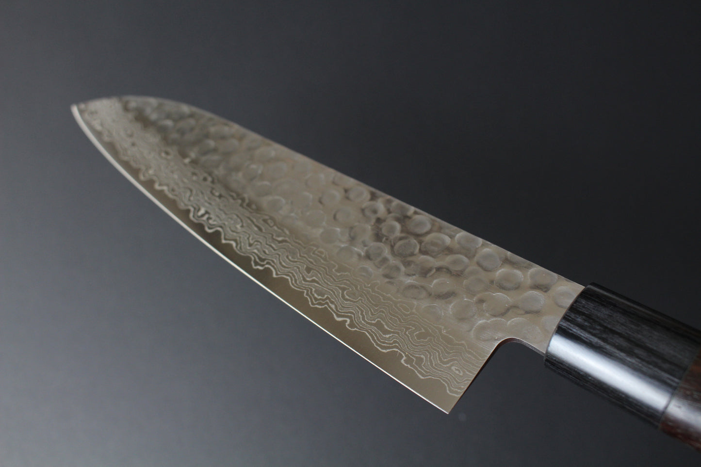 Mikazuki - AUS10 Tsuchime Damascus Santoku knife 180mm w/rosewood handle