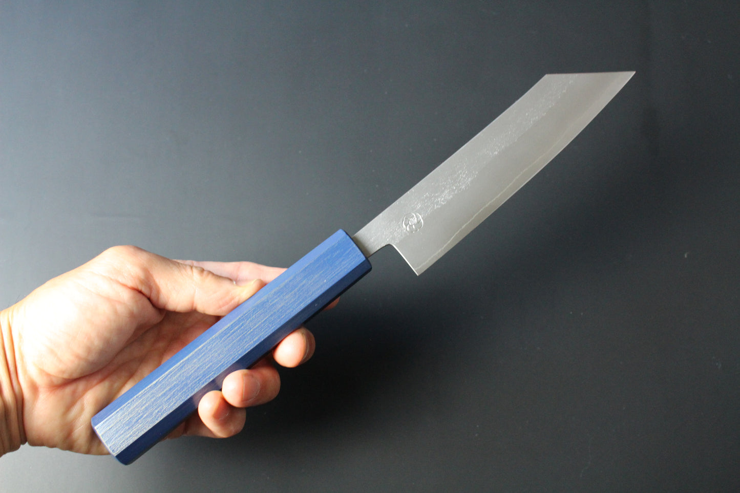 Haruki Miyazaki - Ginsan Petty Knife 150mm with blue urushi lacquered handle