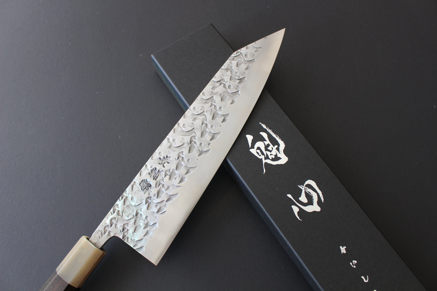 Kisuke Blue #2 Kiritsuke Gyuto 240mm with Kaishin Custom Ebony Handle & Saya