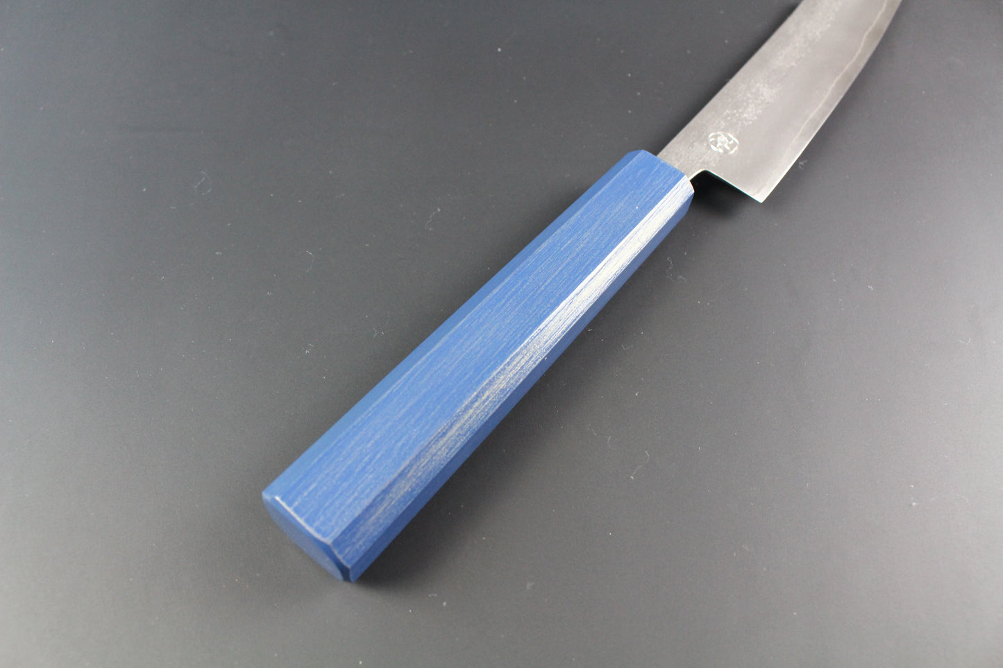 Haruki Miyazaki - Ginsan Petty Knife 150mm with blue urushi lacquered handle