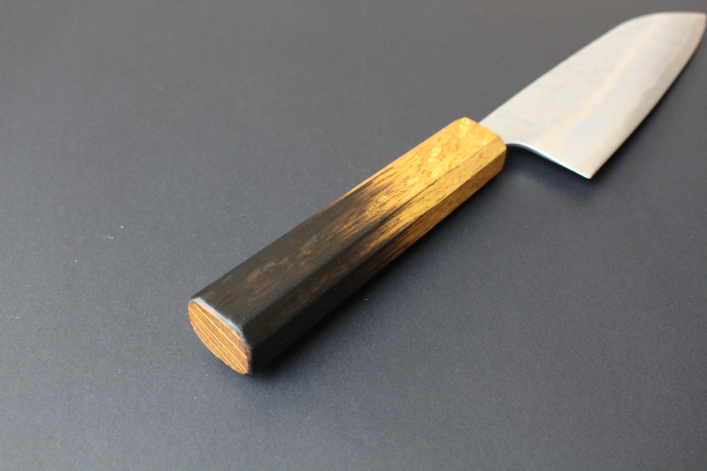 Mikazuki - Ginsan Nashiji Santoku Knife 165mm w/burnt oak handle