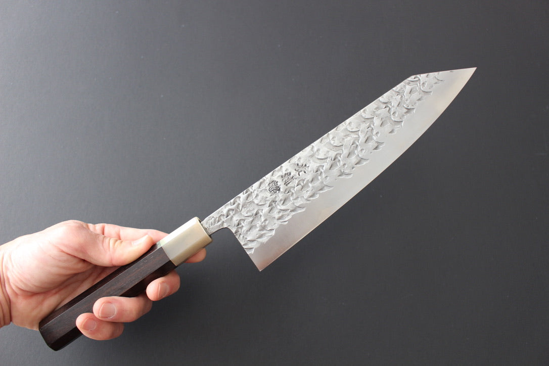 Kisuke Blue #2 Kiritsuke Gyuto 240mm with Kaishin Custom Ebony Handle & Saya