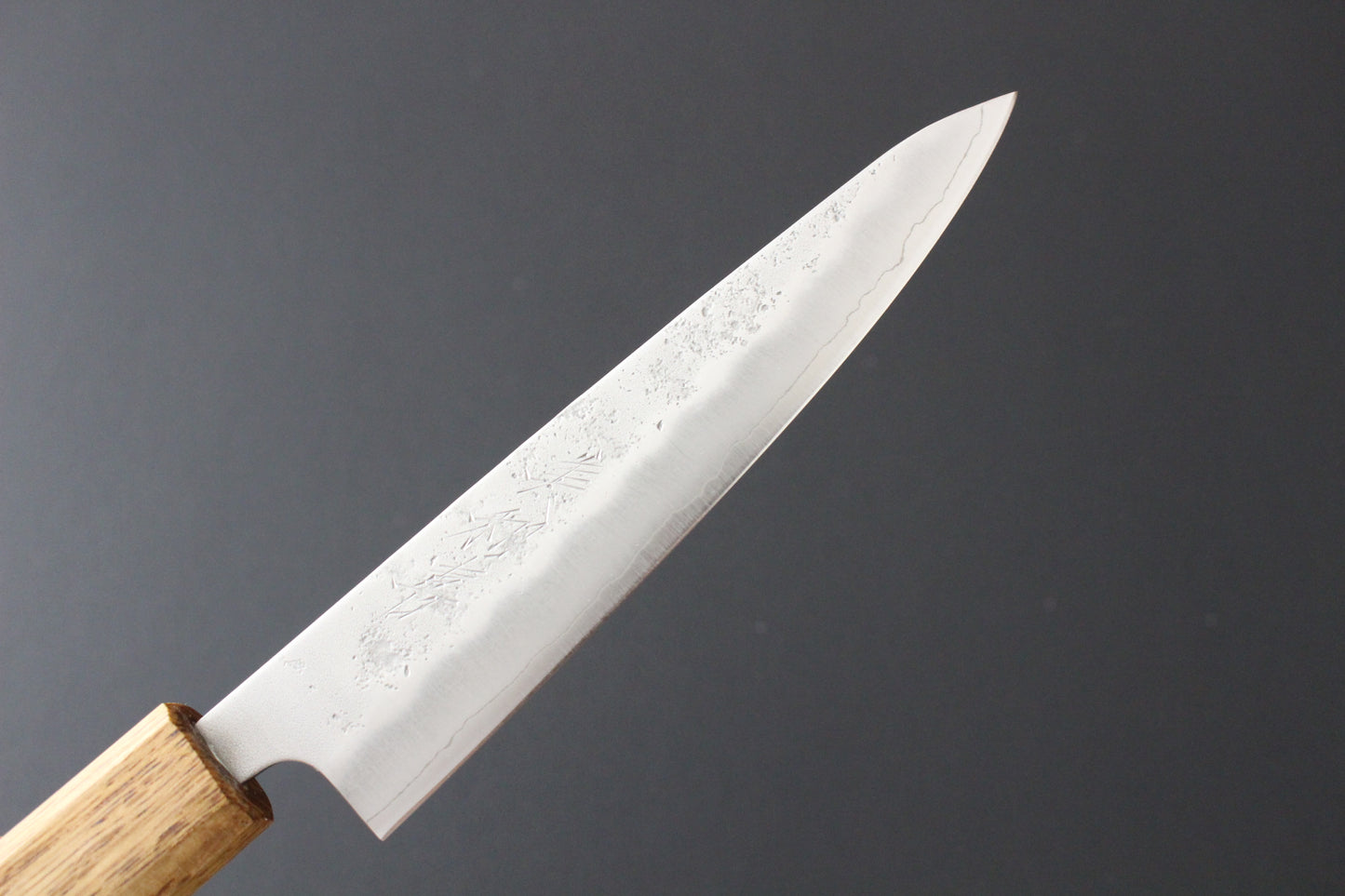 Mikazuki - Ginsan Nashiji Petty Knife 135mm w/burnt oak handle