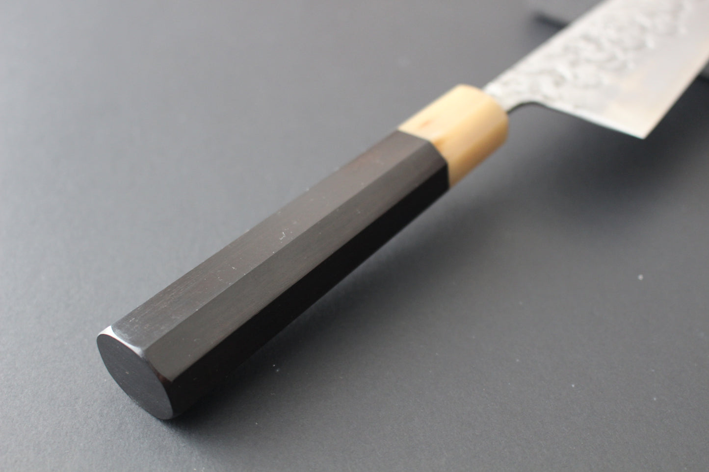Kisuke Blue #2 Kiritsuke Gyuto 210mm with Kaishin Custom Ebony Handle & Saya