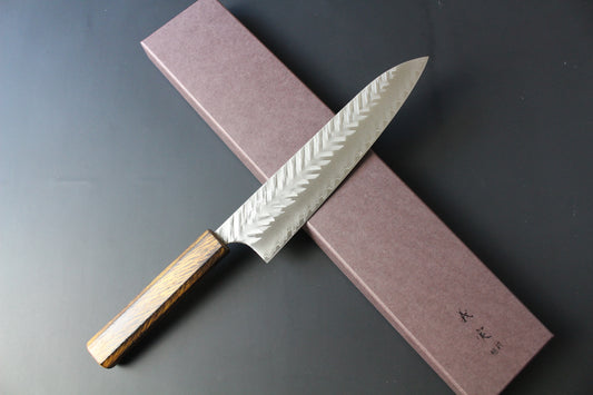 Yoshimi Kato - SG2 V hammered Gyuto Knife 210mm with lacquered oak handle