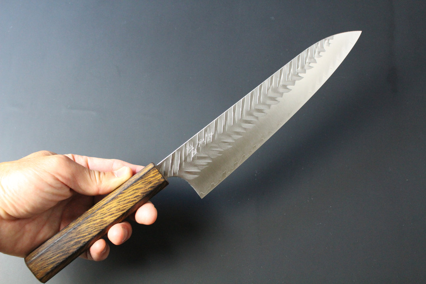 Yoshimi Kato - SG2 V hammered Gyuto Knife 210mm with lacquered oak handle
