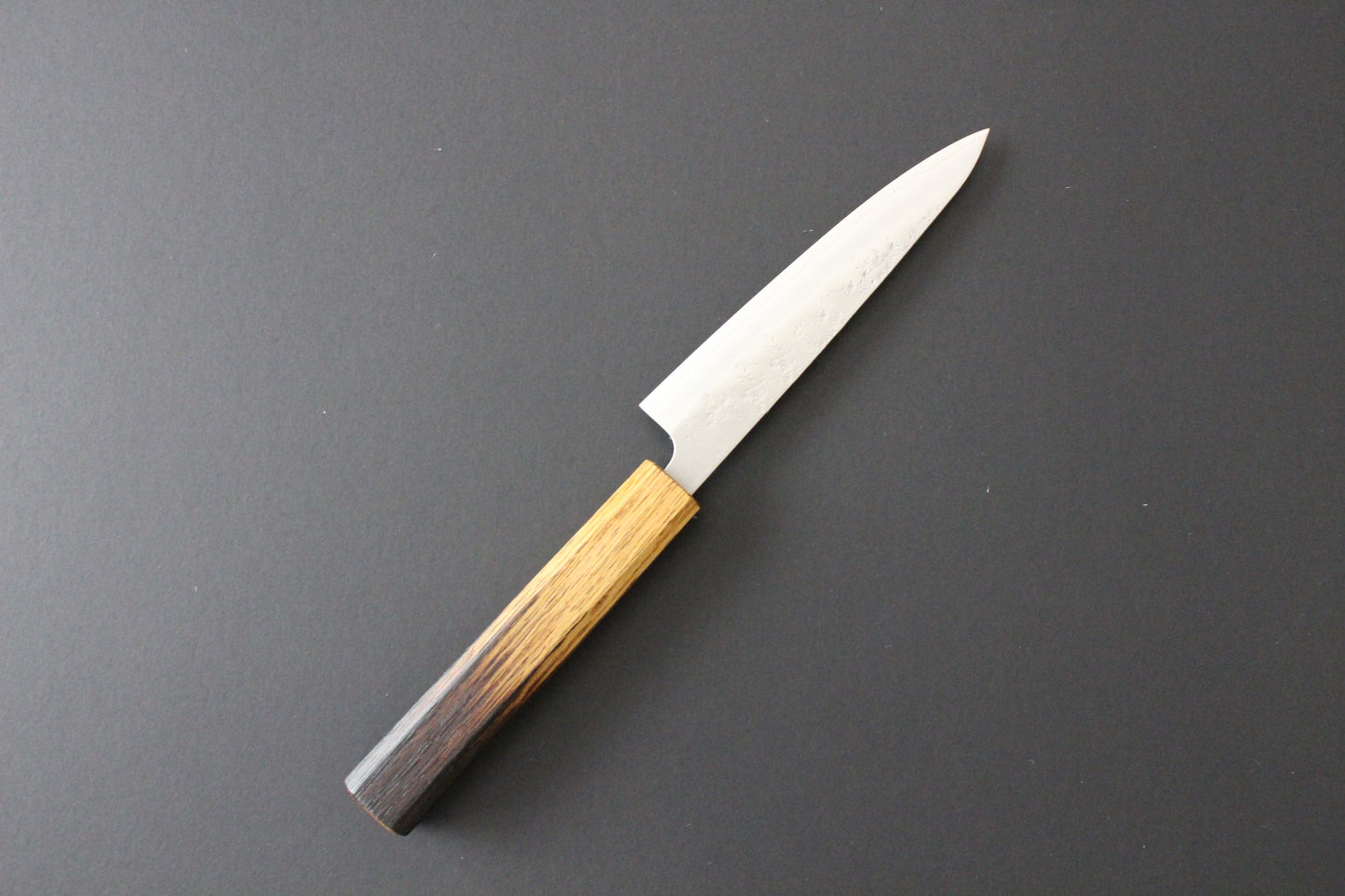 Mikazuki - Ginsan Nashiji Petty Knife 135mm w/burnt oak handle