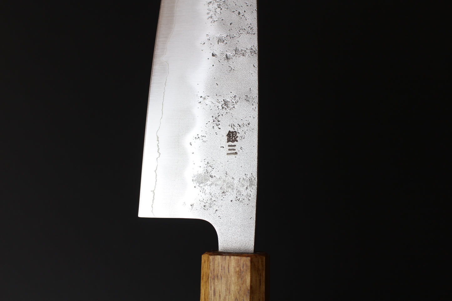 Mikazuki - Ginsan Nashiji Santoku Knife 165mm w/burnt oak handle